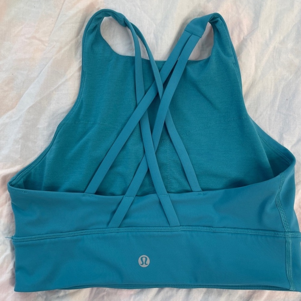 Lululemon Energy High-Neck Longline Tough Bra Hawaiian Blue Size 8